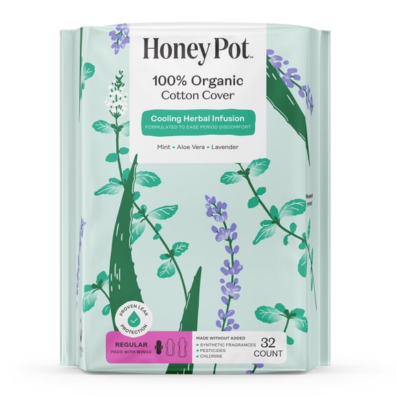 Honey Pot 100% Organic Cotton Cover Cooling Regular Pad, 32 Count