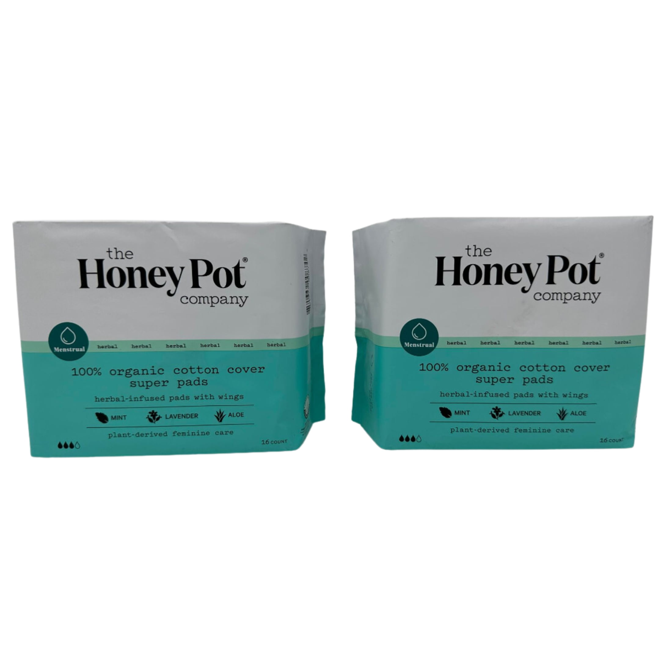 The Honey Pot 100%  Organic Cotton Cover Super Pads Herbal-Infused Pads With Wings Pesticide-free Cotton Essential Specifically Designed Soothe Refresh Have Cooling Effects Cramps Discomfort Pack of 2