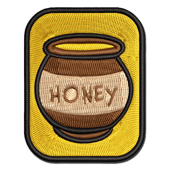 Honey Pot Doodle Bee Applique Multi-Color Embroidered Hook & Loop Patch - 3.5 Inch Large