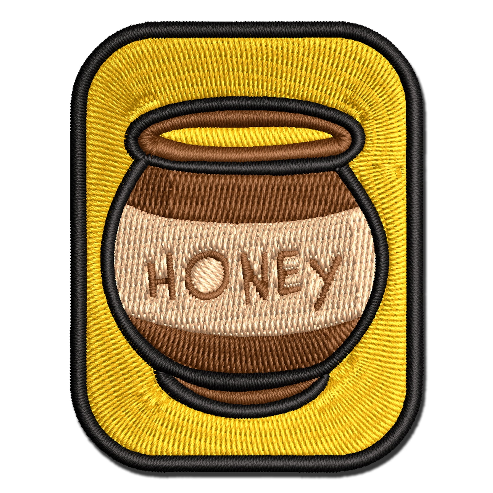 Honey Pot Doodle Bee Applique Multi-Color Embroidered Iron-On Patch - 3.5 Inch Large