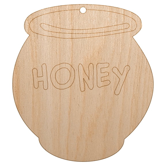 Honey Pot Doodle Bee Wood Holiday Christmas Tree Ornament Unfinished DIY Pre-Drilled Craft