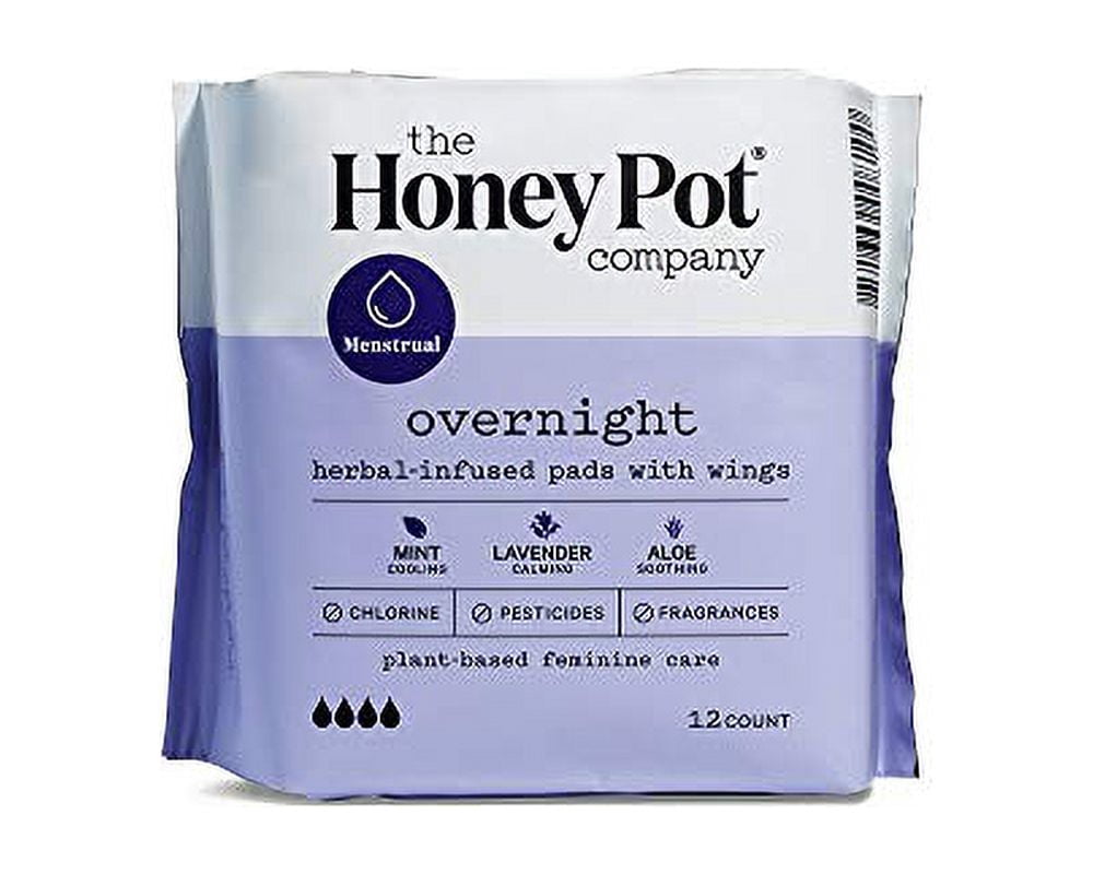 Honey Pot Overnight with Wings Herbalinfused Pads, 12 Count