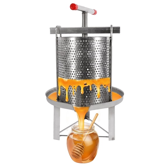 Honey Presser Beeswax Extractor Manual Honey Press Wax Machine 304&201Stainless Steel Bee Honey Press Household Fruit Wine Press 2.6 Gallon Fruit Honey Presser