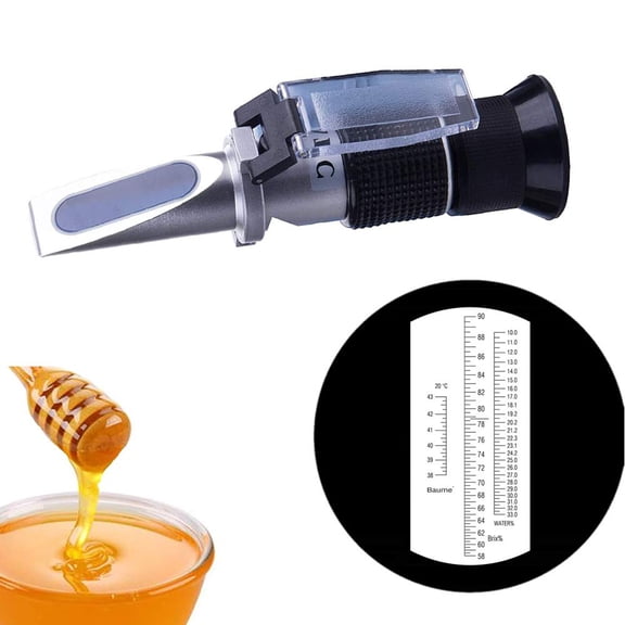 Honey Refractometer for Brix, Baume, and Moisture Measurement with ATC 1 Pack