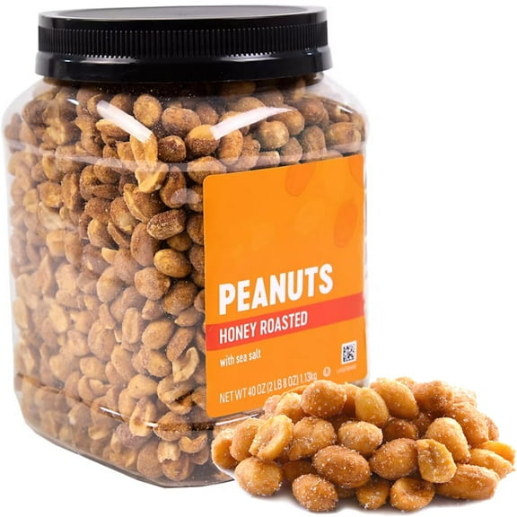 Honey Roasted Peanuts with Sea Salt | Resealable Jar - High-Protein Crunchy Sweet & Savory Healthy Snack for Every Occasion | Snack Gift On the Go Treat Office School Party (40 oz Jar, Honey)