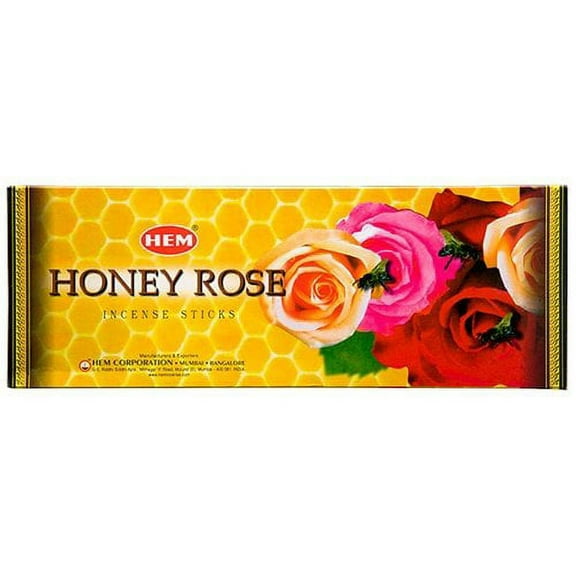 Honey Rose - Box of Six 20 Stick Hex Tubes - HEM Incense Hand Rolled In India
