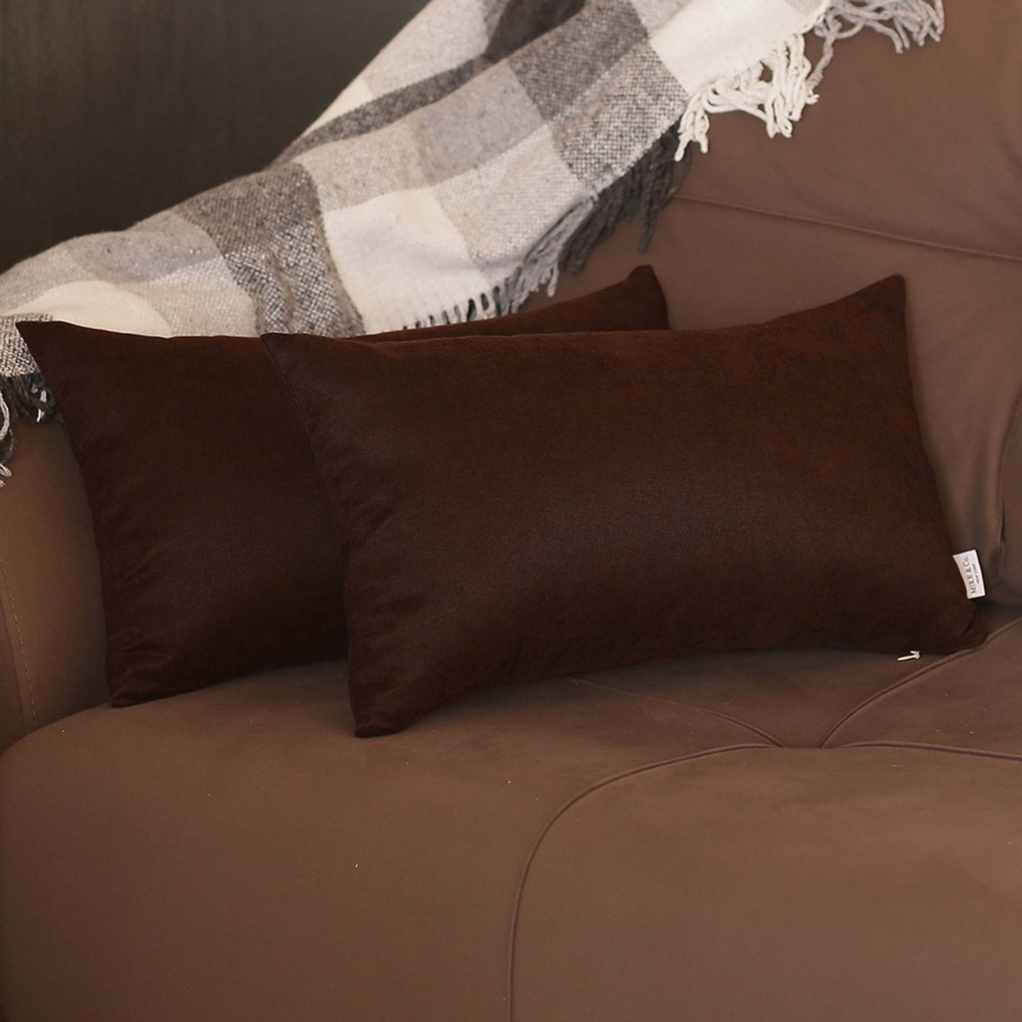 Brown Polyester Lumbar Pillow Covers Set of 2