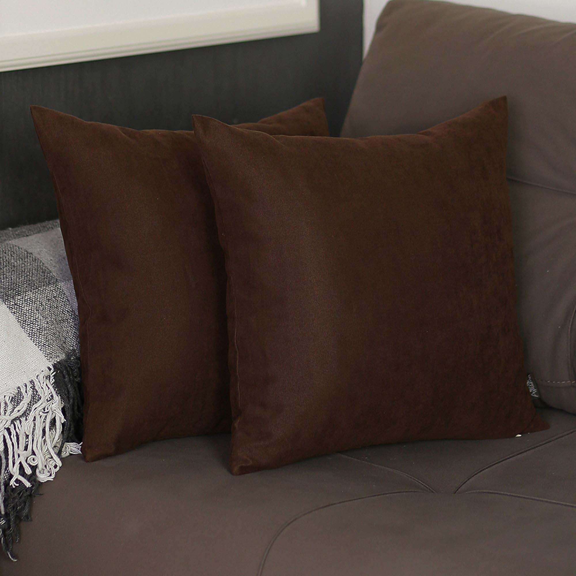 Honey Brown 18" x 18" Solid Color Pillow Covers, Set of 2