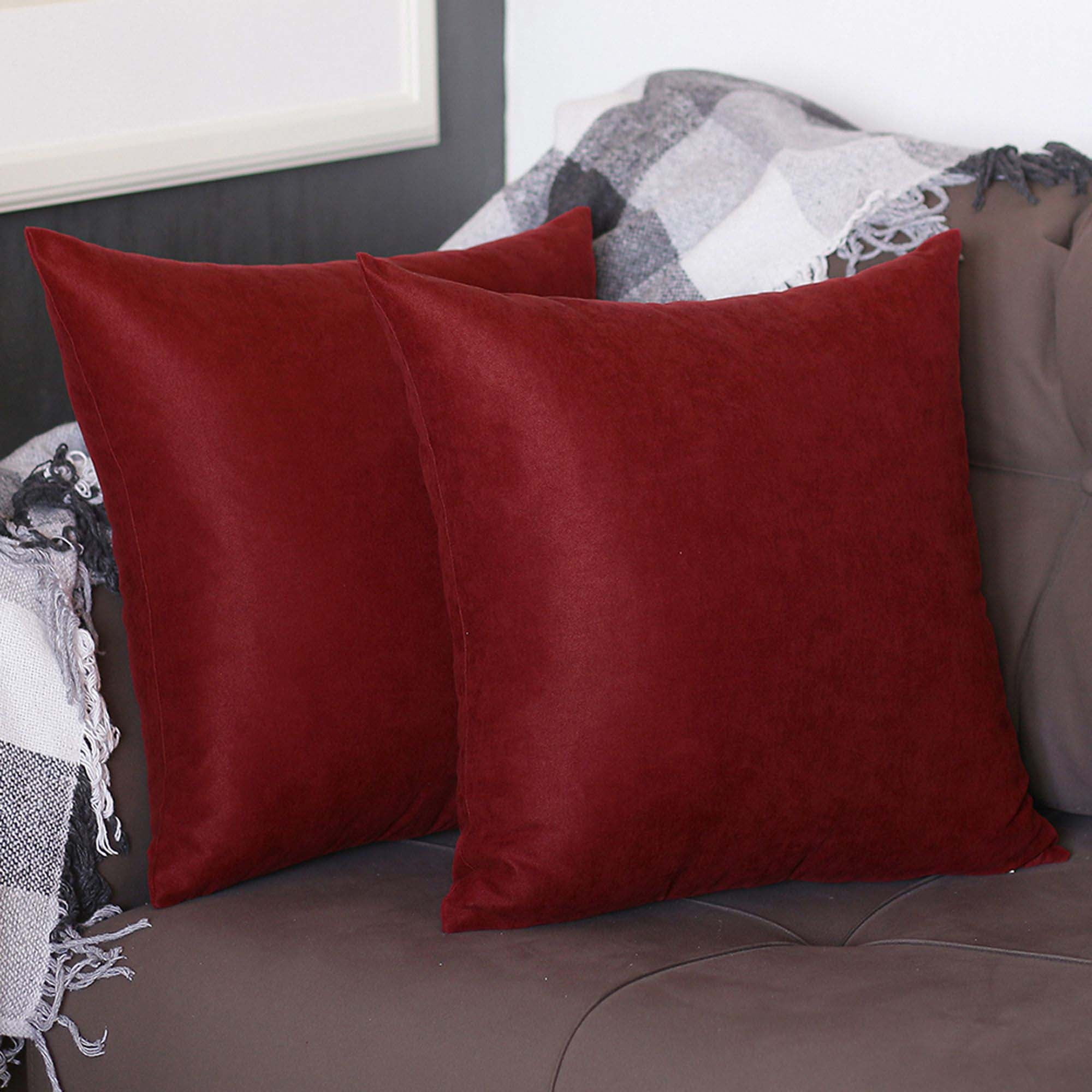 Claret Red 20" x 20" Polyester Pillow Covers Set of 2