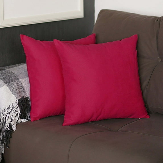 Honey Set of 2 Decorative Throw Pillow Cover Solid Color 20" x 20" Pink Square Pillowcase for Couch, Bedding