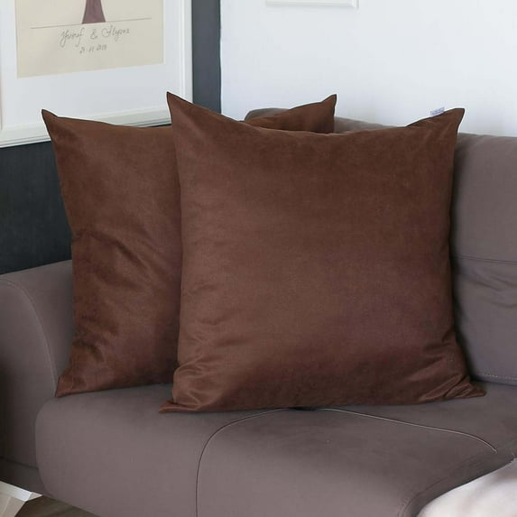 Honey Set of 2 Decorative Throw Pillow Cover Solid Color 22" x 22" Brown Square Pillowcase for Couch, Bedding