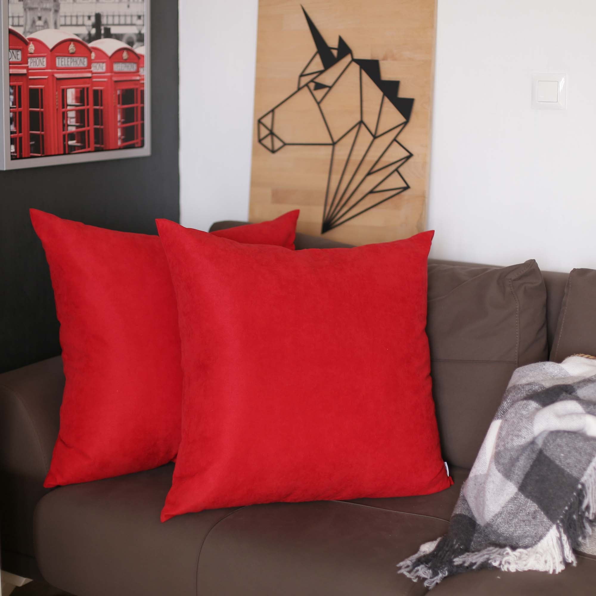 Ruby Red 26" x 26" Polyester Euro Throw Pillow Set
