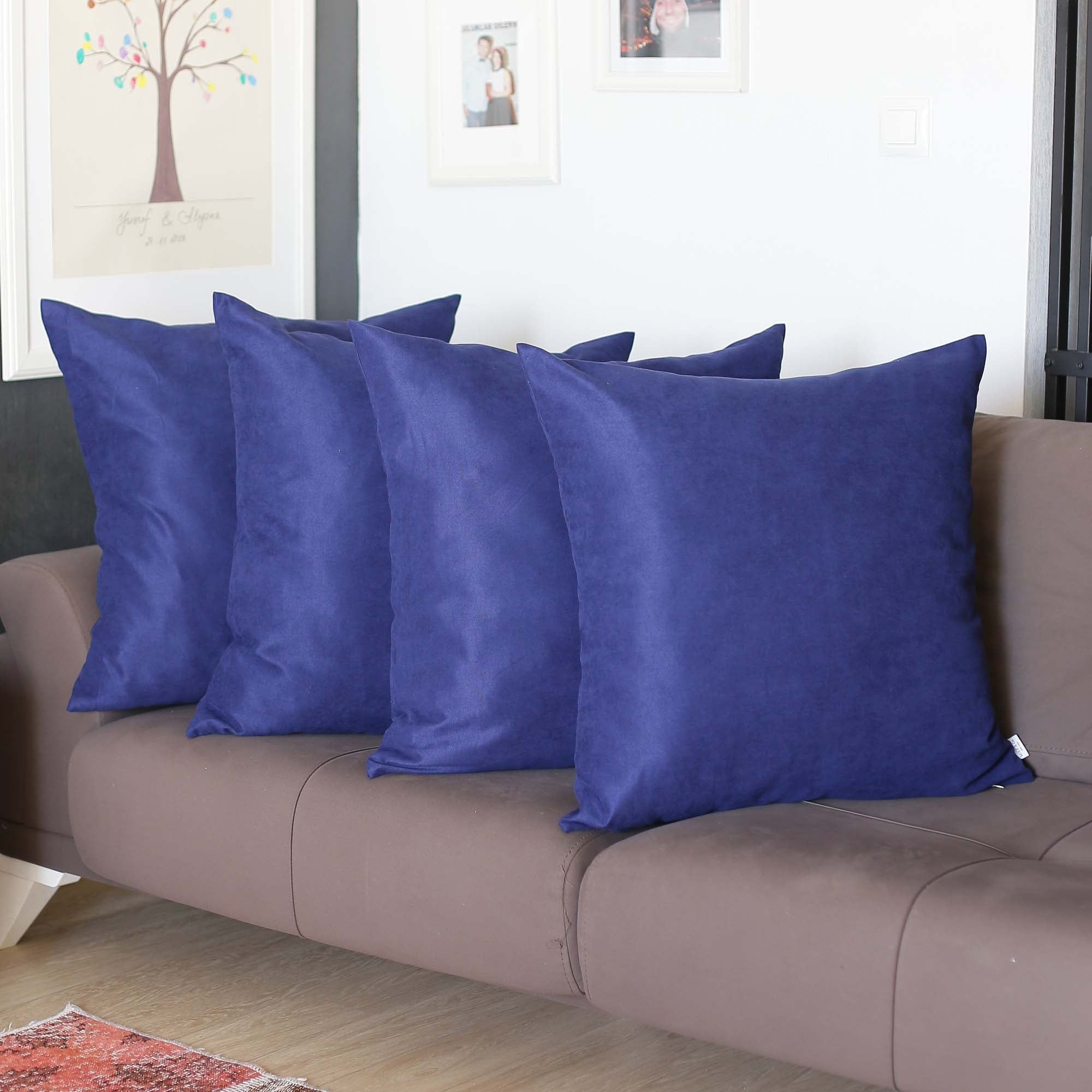 Navy Blue Polyester 26" x 26" Decorative Pillow Covers Set of 4