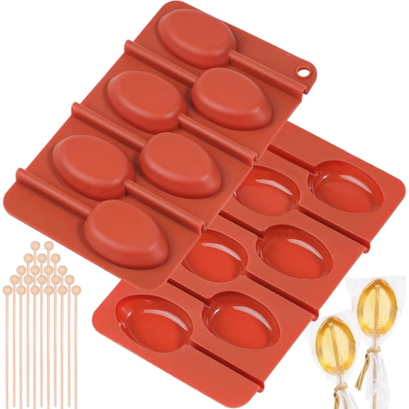 Honey Spoon Silicone Molds 2 Pieces, Hard Candy Lollipops DIY Mold Maker, Honey Stirrers for Tea and Coffee, Honey Party Favors Gift Set (Included 12 Wood Sticks)