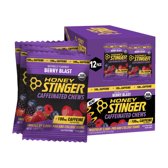 Honey Stinger Organic High Caffeinated Energy Chews, Berry Blast, 12 Count