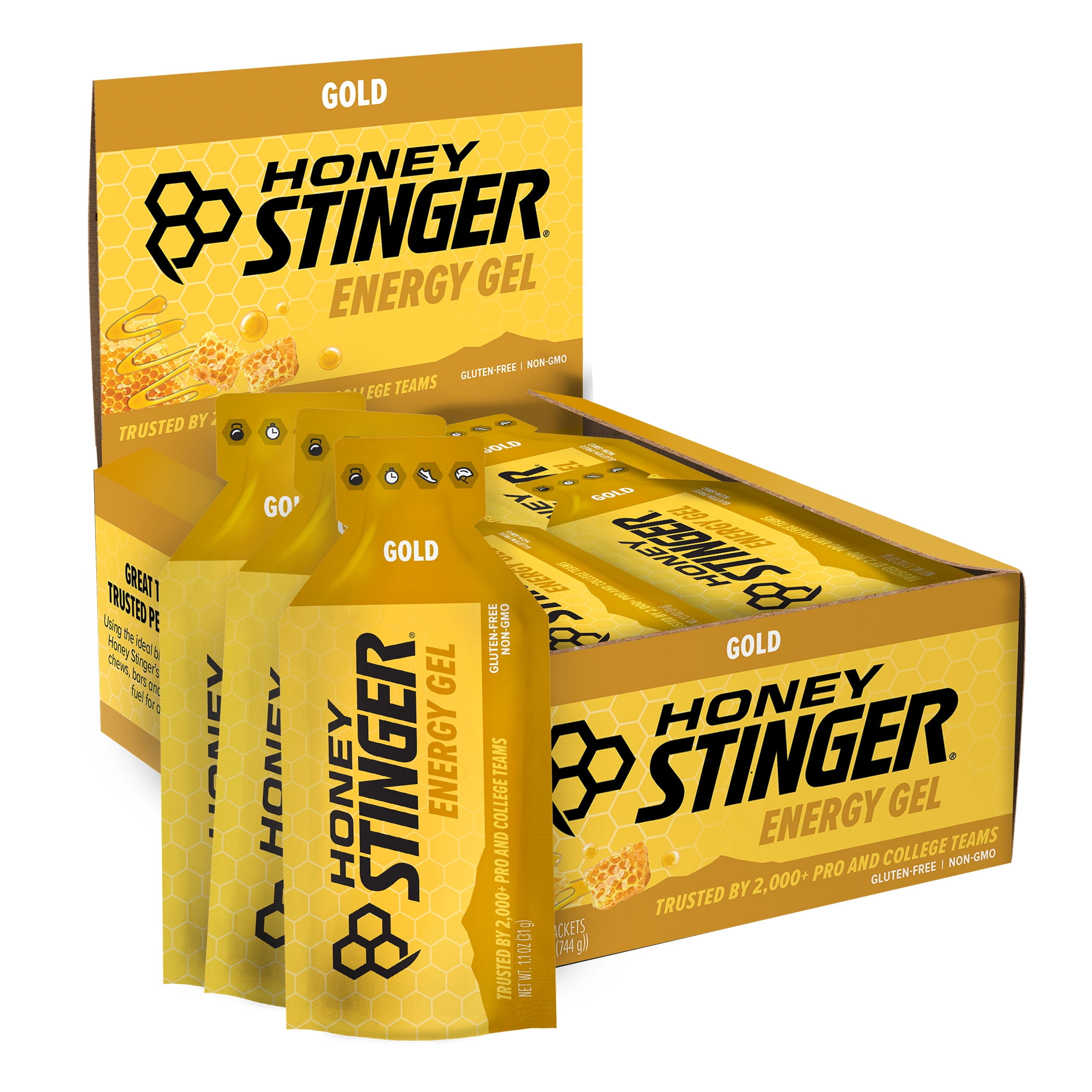Honey Stinger Gluten-Free Energy Gel, Gold, 1.1 oz, 24 Count Box