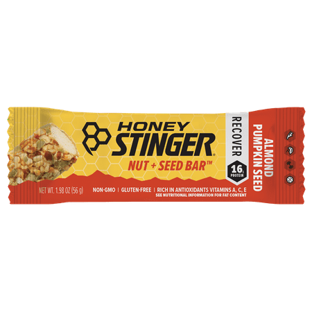 Honey Stinger Nut + Seed Bar, Almond and Pumpkin Seed, 16g Protein, 12 Count