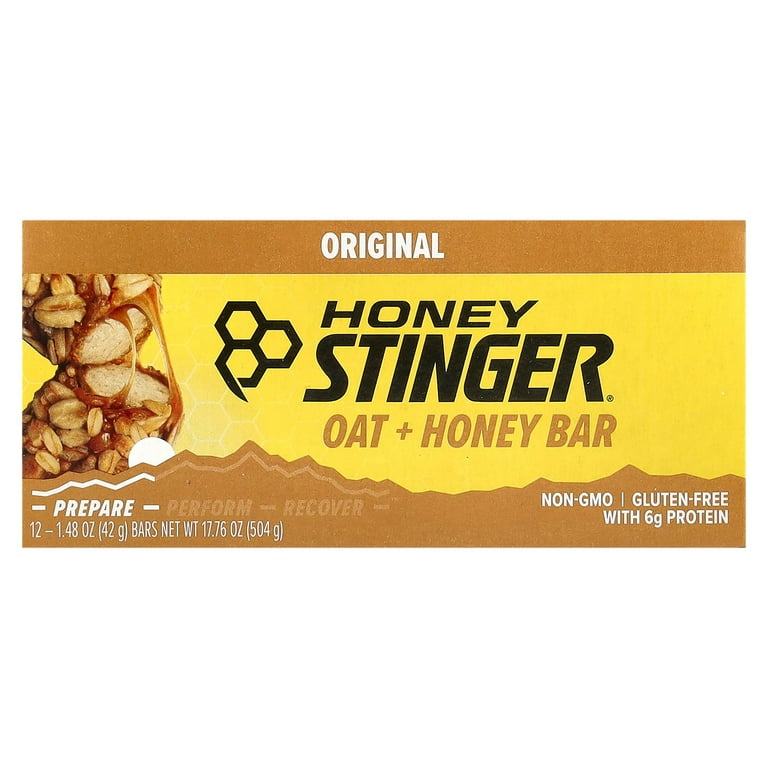 Honey Stinger Oat and Honey Bar, 6g Protein, Toasted Oats, 12 Pack