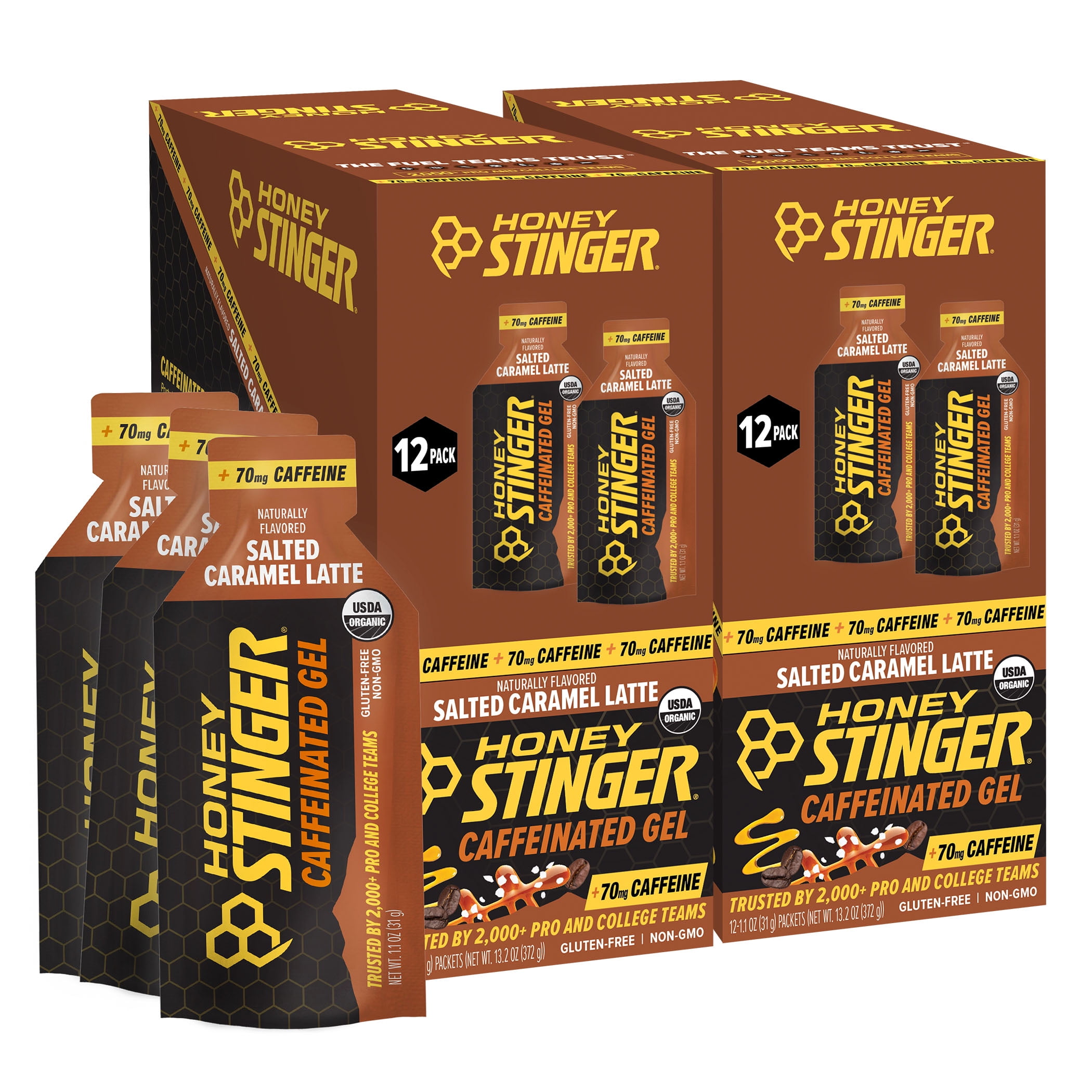 Honey Stinger Organic Gluten-Free Caffeinated Energy Gel, Salted