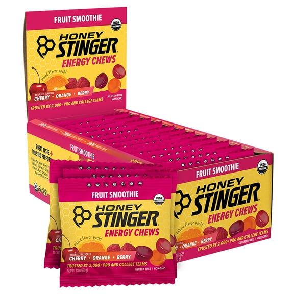 Honey Stinger Organic Gluten-Free Energy Chew, Fruit Smoothie, 12 Count Box