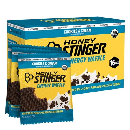 Honey Stinger Organic Gluten-Free Energy Waffle Snack, Cookies and Cream, 1.06 oz, 16 Count