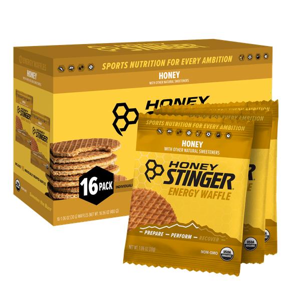 Honey Stinger Organic Energy Waffle Snack, Honey, 1.06 oz, 16 Count