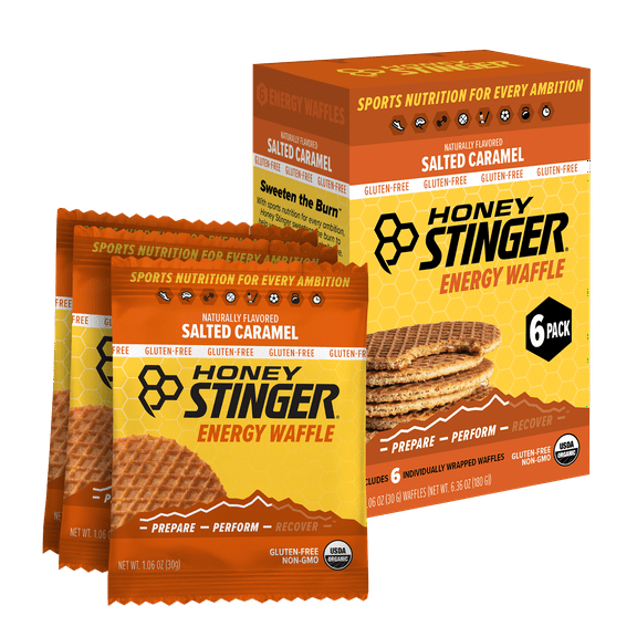 Honey Stinger Organic Gluten-Free Energy Waffle Snack, Salted Caramel, 1.06 oz, 6 Count