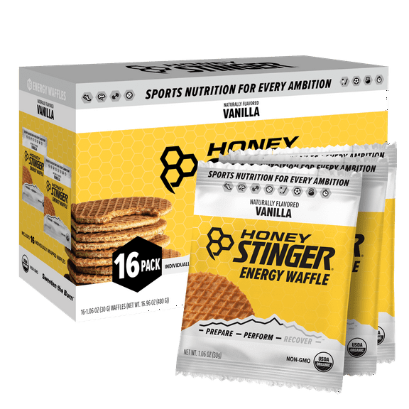 Honey Stinger Organic Energy Waffle Snack, Vanilla, 1.06 oz, 16 Count