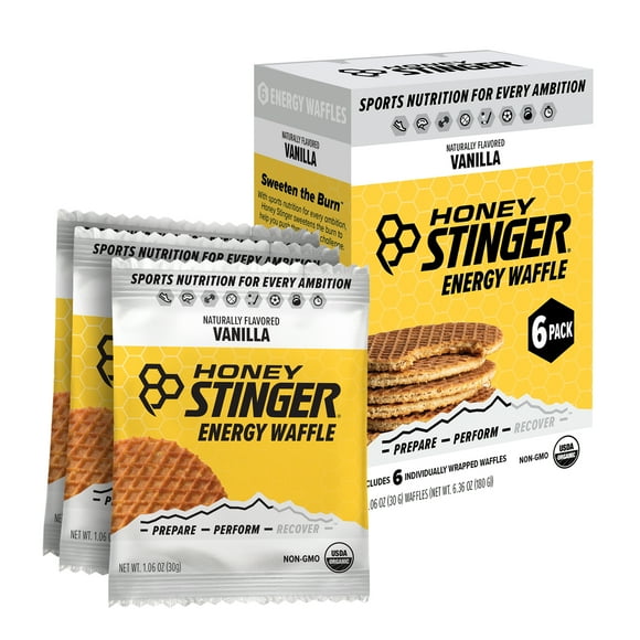 Honey Stinger Organic Energy Waffle Snack, Vanilla, 1.06 oz, 6 Count Box