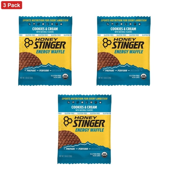 Honey Stinger Organic Gluten Free Cookies and Cream Waffle - 1pk: Ready to Eat Snack Bar, 1.06 oz, 1g Protein
