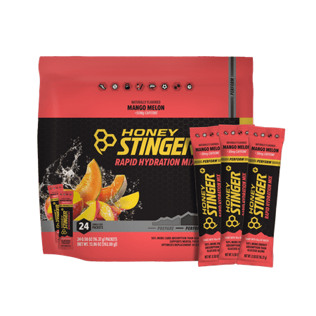 Honey Stinger PERFORM Rapid Hydration Mix - Mango Melon w/ 50mg Caffeine, Sports Nutrtion (24 count)