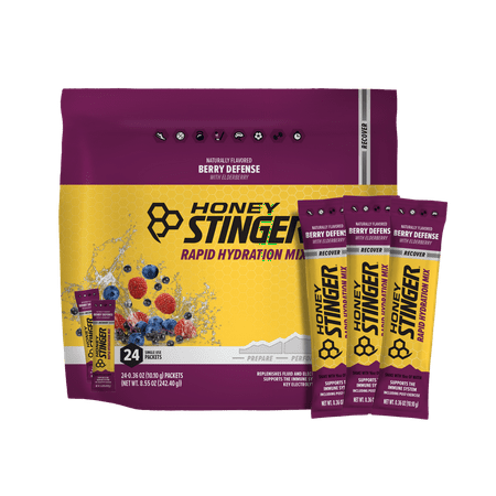 Honey Stinger RECOVER Rapid Hydration Mix - Berry Defense, Sports Nutrition (24 count)
