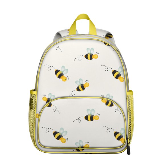 Honey Student Backpack – Cute Bee Lovers Cartoon Print With Bumble Bee Hive Yellow Pattern And Artistic Honeycomb Design