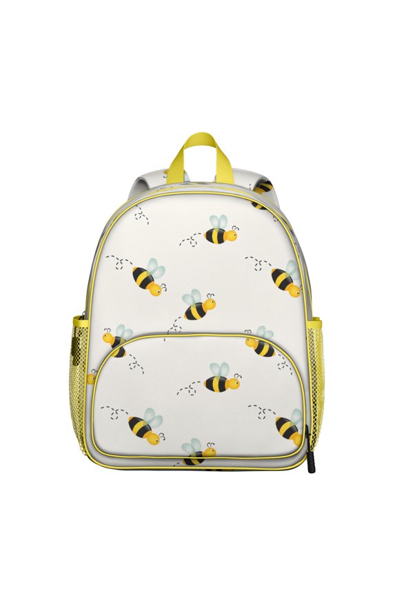 Honey Student Backpack – Cute Bee Lovers Cartoon Print With Bumble Bee Hive Yellow Pattern And Artistic Honeycomb Design