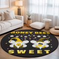 thumbnail image 1 of Honey Sweet Round Living Room Rugs 8 ft, Gnomes Bees Daisy Black Washable Large Area Rug with Non-Slip Sturdy Edge Binding Round Carpet for Dining Room Kitchen Office, 1 of 9