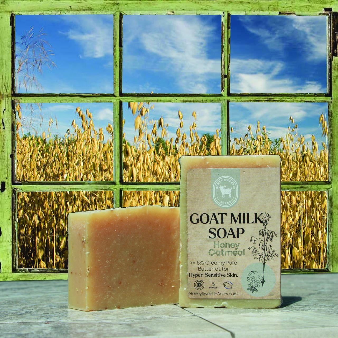 Honey Sweetie Acres Honey Oatmeal Goat Milk Soap, All Natural