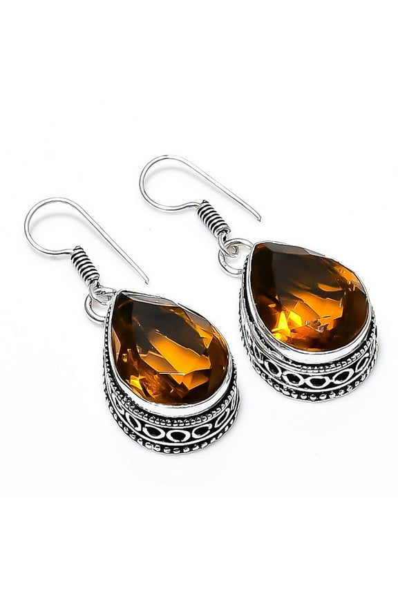 Honey Topaz Earrings Handmade 925 Silver | Warm Yellow Gemstone Jewelry | Natural Chic Gift for Women