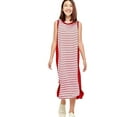 thumbnail image 1 of Honey Vanilla Girls' Color-Block Sleeveless Dress with Removable Label Red Striped Medium 9-10 Years, 1 of 1
