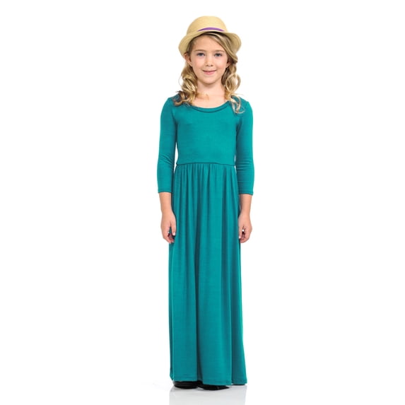 Honey Vanilla Girls' Fit and Flare Maxi Dress Jade Small 5-6 Years