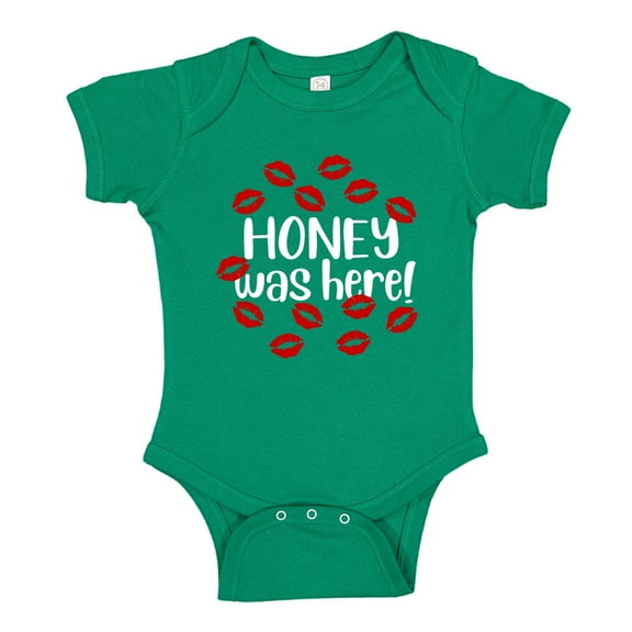 Honey Was Here Baby Bodysuit One Piece NB Kelly Green
