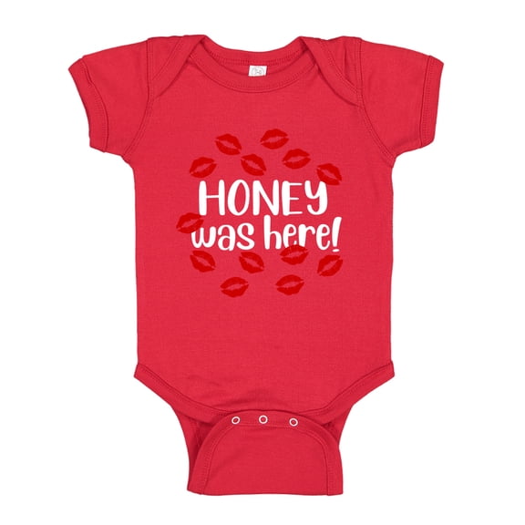 Honey Was Here Baby Bodysuit One Piece NB Red