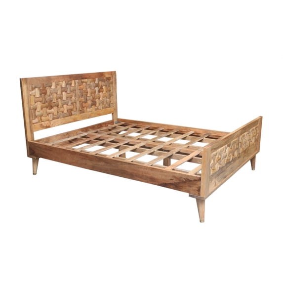 HomeRoots Beddings Honey Wood Queen Size Bed 373023-Honey