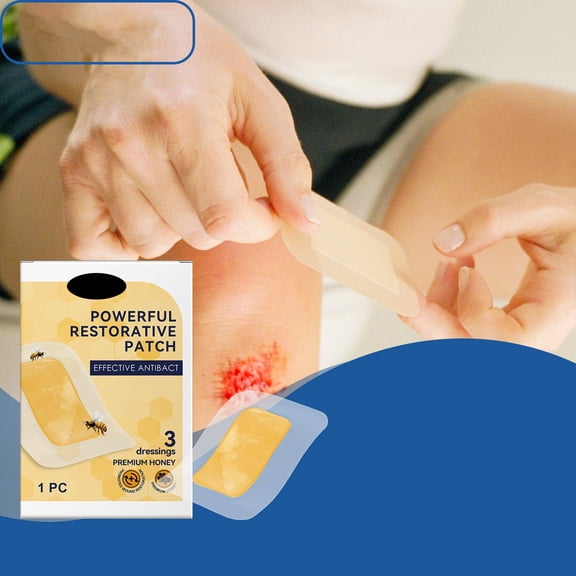 Honey Wound Care Patch – Medical Adhesive Dressing, Breathable Sterile Sheet for Minor Cuts, Burns & Abrasions, 3 Count