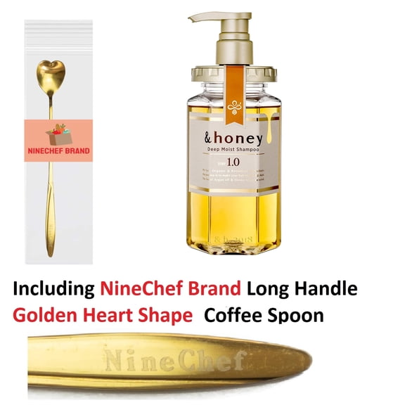 & Honey (and Honey) Deep Moist Shampoo 1.0 440ml Plus NineChef Brand Golden Heart Shape Long Handle Ice Tea Coffee Spoon