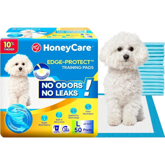 HoneyCare Edge Protect All Absorb Large Training Pads, 22x23, 50ct