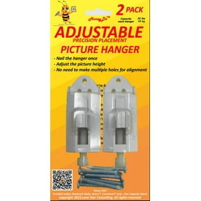 HoneyDo Picture Frame Products Adjustable, 2-Piece Picture Hanger, White Finish, 35 Lb Maximum Load