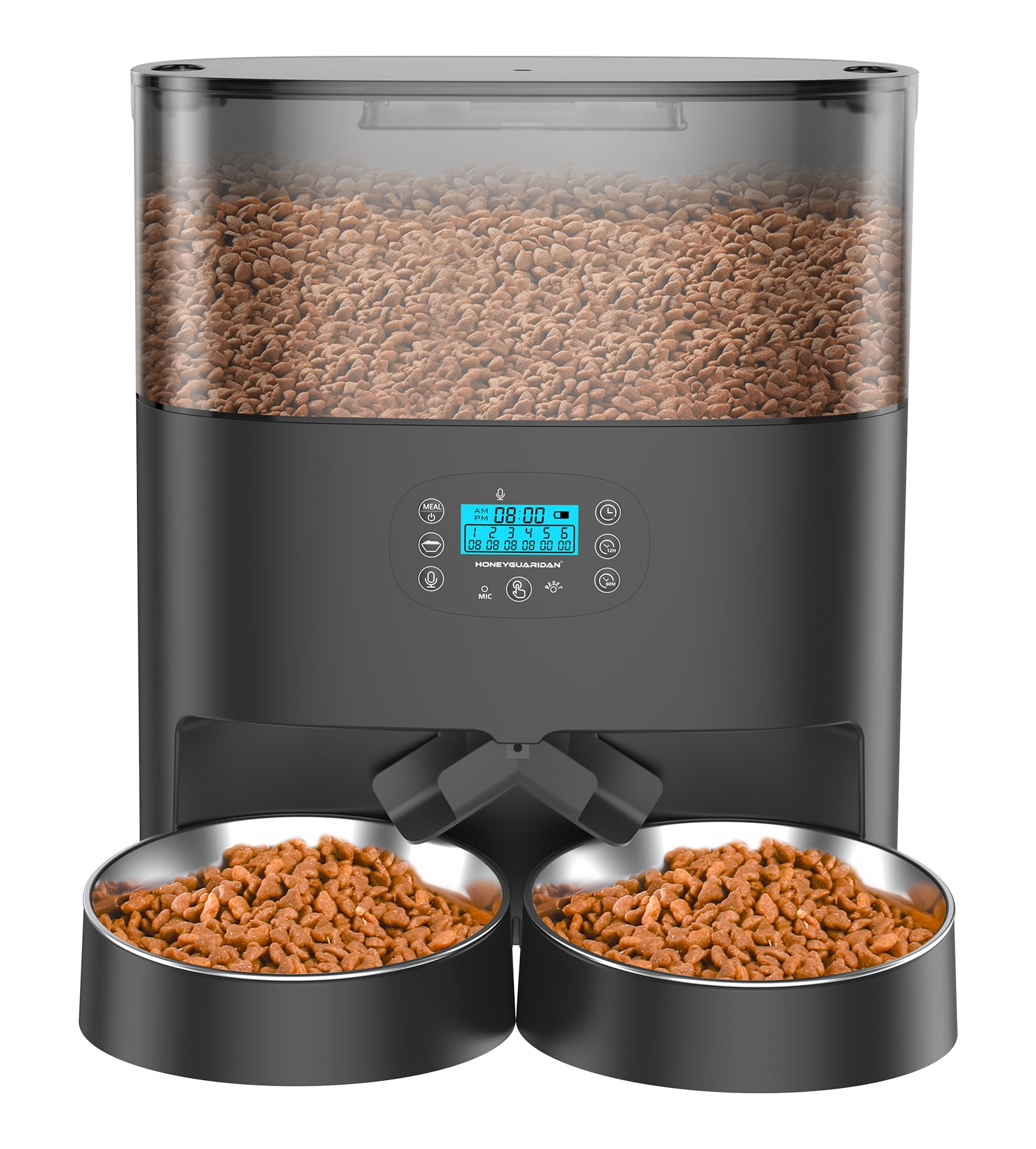 HoneyGuaridan 6L Automatic Cat Feeder for 2 Pets, Pet Food Dispenser