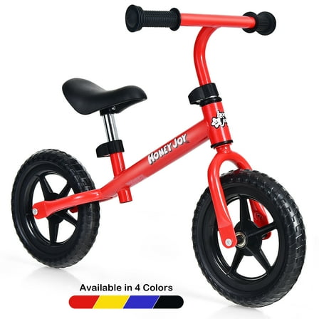 Costway Kids Balance Bike No Pedal Training Bicycle w/ Adjustable Handlebar & Seat Red