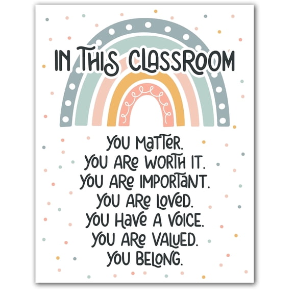 HoneyKICK In This Classroom Poster, Boho Rainbow Classroom Decor, 11x14