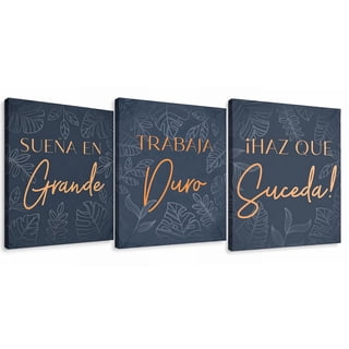 HoneyKICK En Español Motivational Framed Canvas Set of 3 - 5x7 Bilingual Inspirational Wall Art